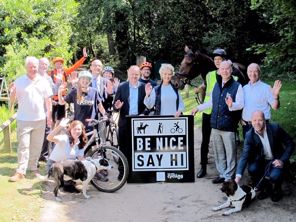 Be Nice, Say Hi to cyclists and horses