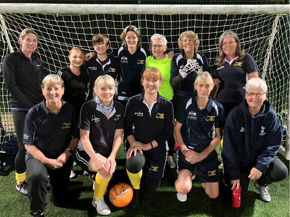 Football fever... The Fleet of Foot ladies' walking team enjoyed a charity match in aid of Phyllis Tuckwell Hospice.