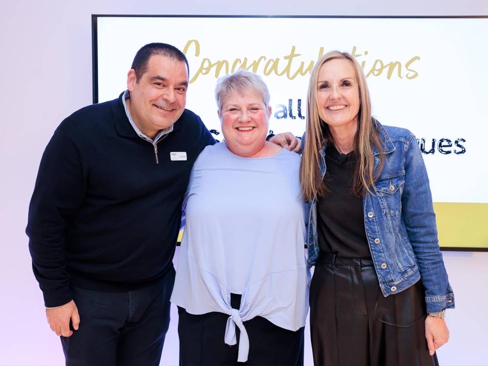 Bra fitter Julie Walters joined more than 50 colleagues at an event in London marking her years of service for the high street retailer.