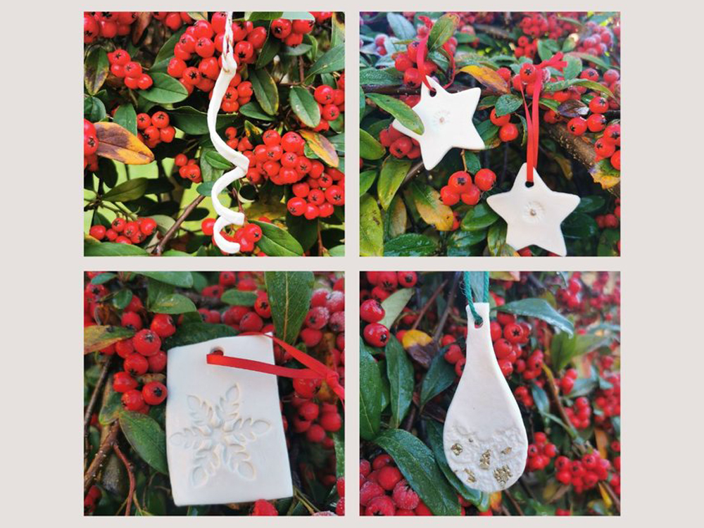 Make a wonderful selection of hanging and free-standing porcelain ornaments for your tree, home and as gifts