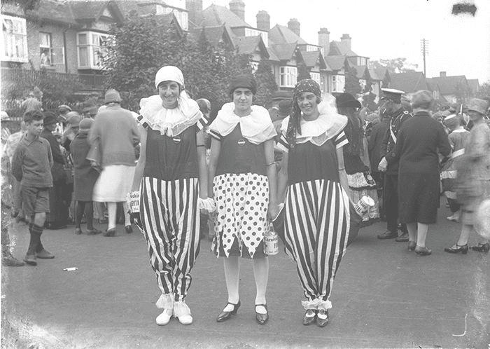 Sidney Francis (1891-1973) Three Young ladies in Fancy Dress for Woking's 1923 Carnival, reproduced by permission of Surrey History Centre