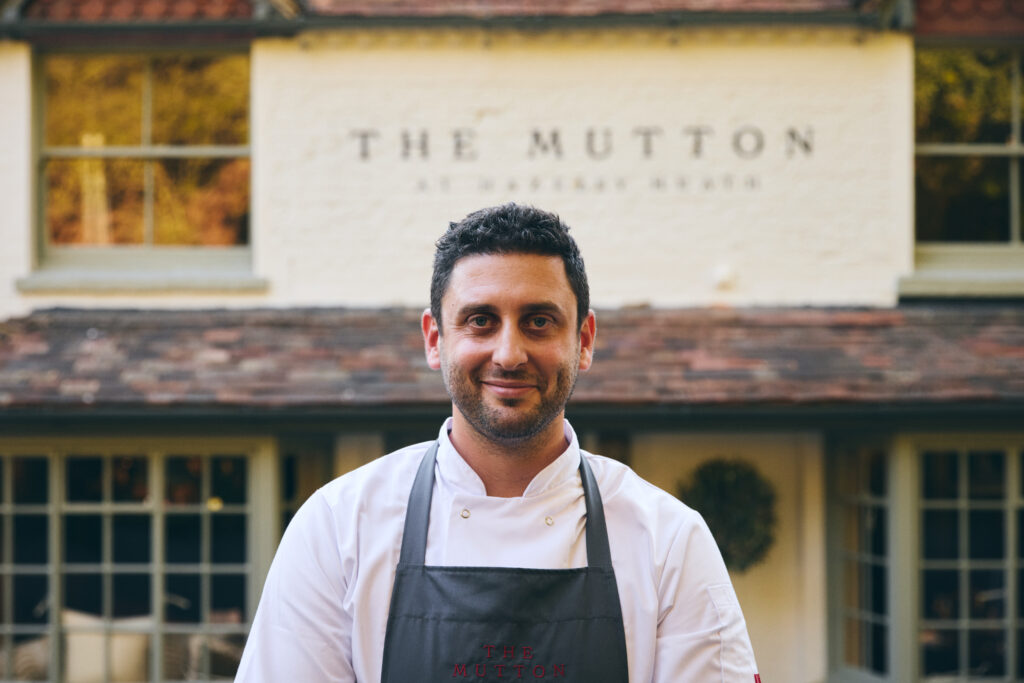 Head chef, Rob Boer, stood outside The Mutton at Heazeley Heath