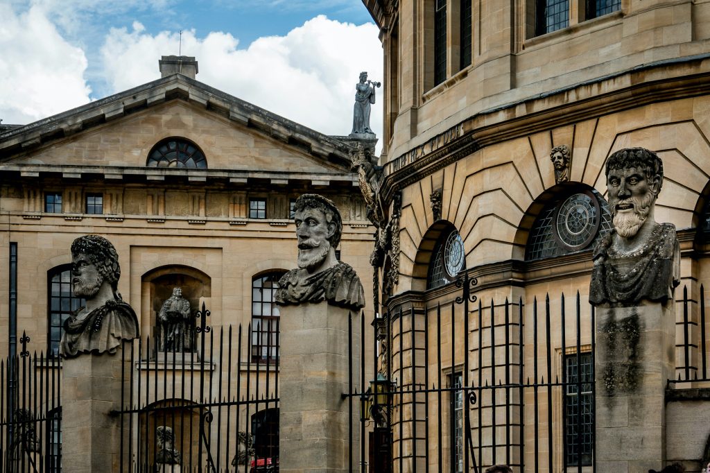 The Emperor Heads, at the Sheldonian Theatre, Oxford.